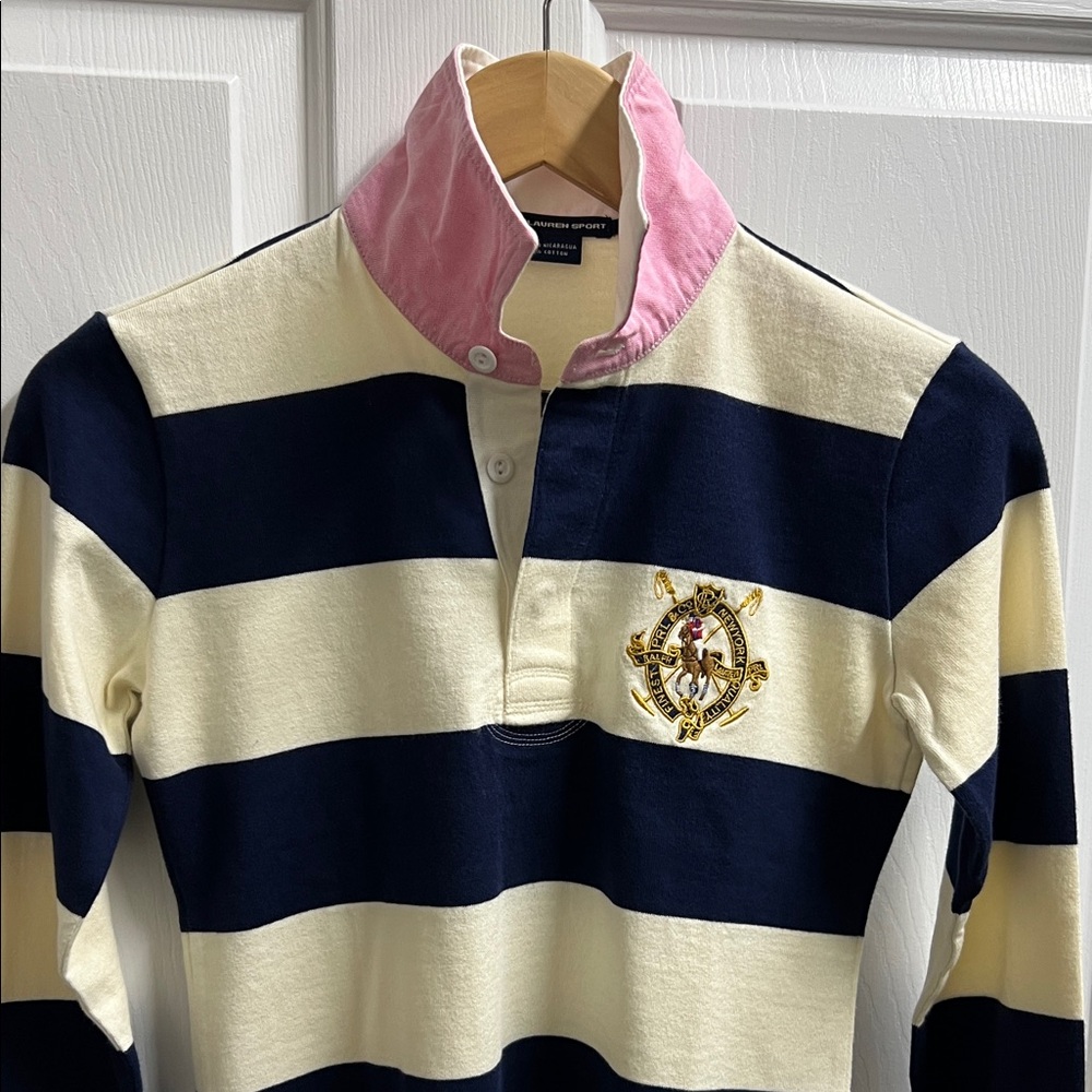 Polo by Ralph Lauren women’s Navy and Cream long sleeve Shirt size xs - Picture 6 of 9